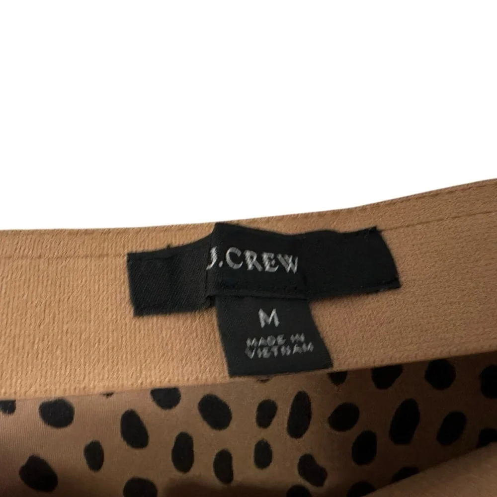 J Crew Womens Satin Animal Print A-Line Midi Skirt Sz Med Brown Black Pullon